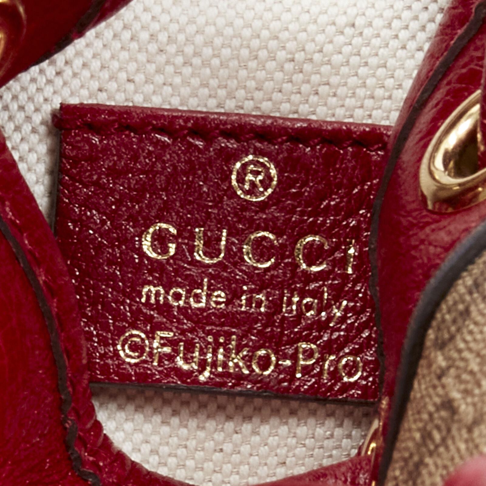 new GUCCI DORAEMON 2021 Limited GG Supreme red drawstring crossbody bucket bag For Sale 6