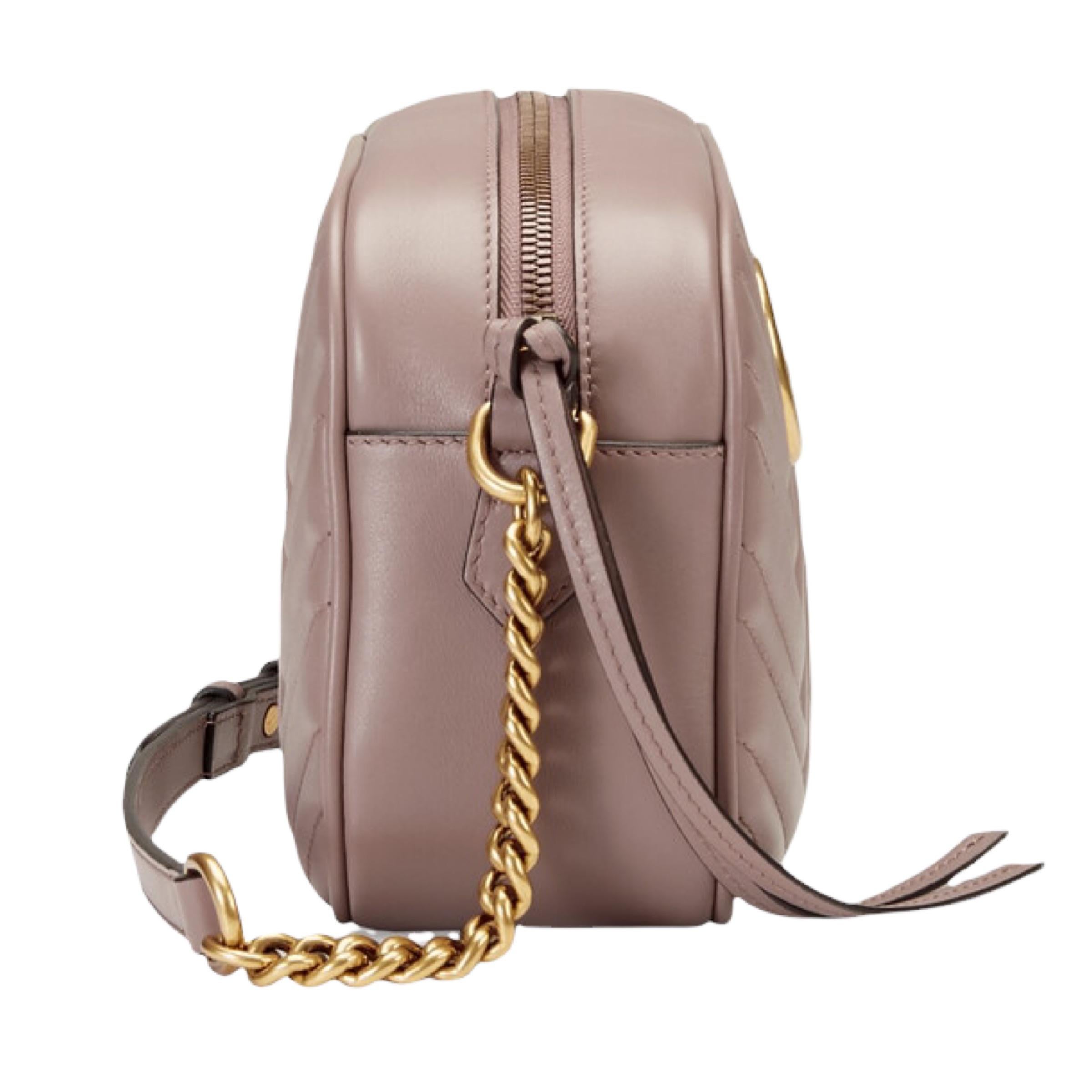Women's NEW Gucci Dusty Pink Marmont Small Matelasse Crossbody Shoulder Bag For Sale