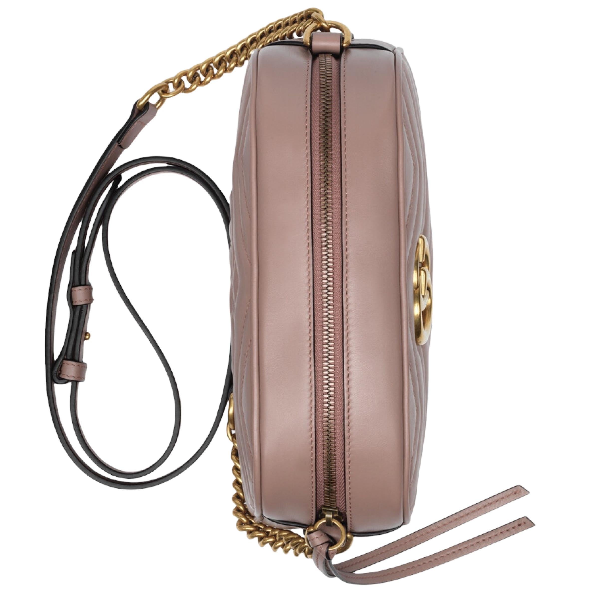 NEW Gucci Dusty Pink Marmont Small Matelasse Crossbody Shoulder Bag For Sale 2