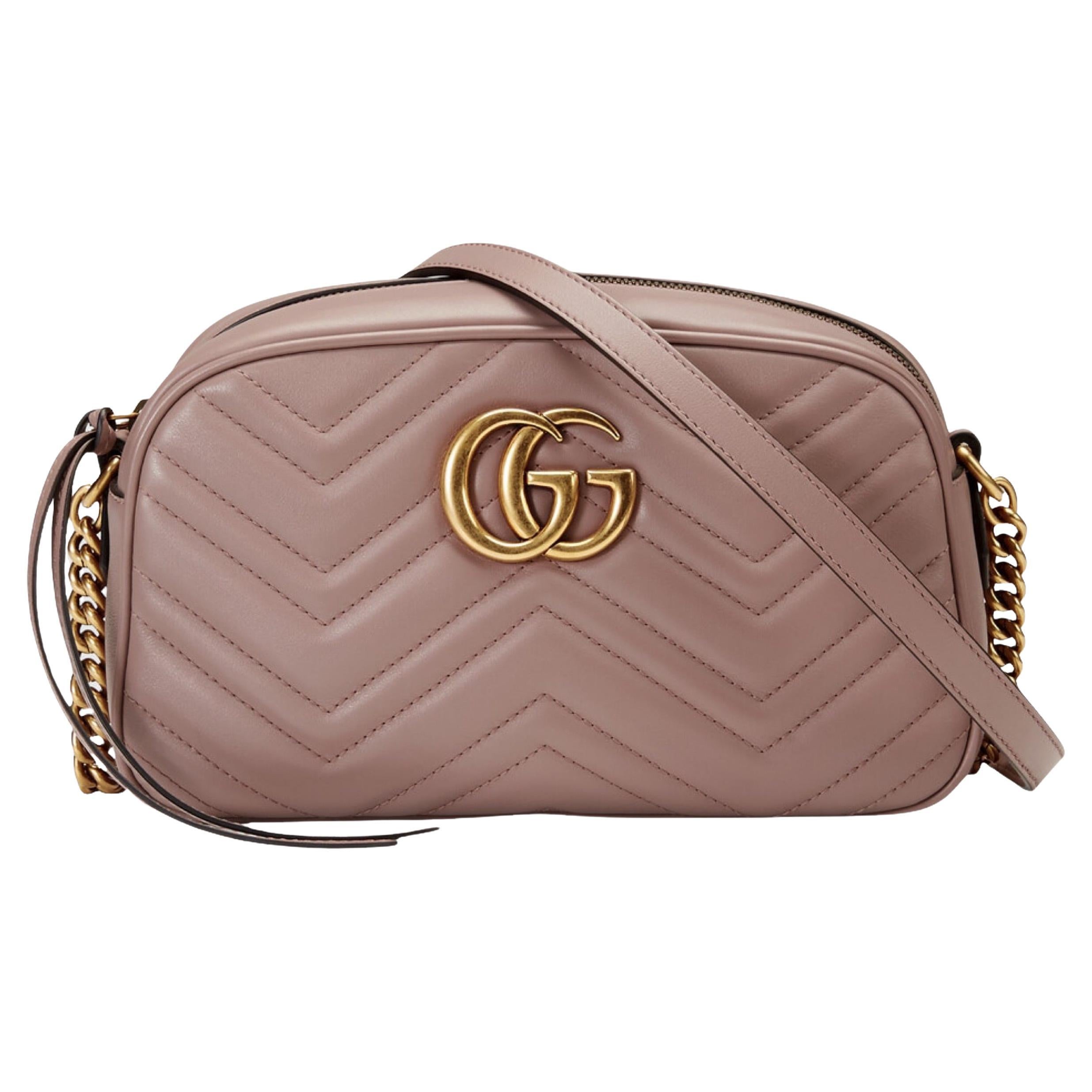 NEW Gucci Dusty Pink Marmont Small Matelasse Crossbody Shoulder Bag For Sale