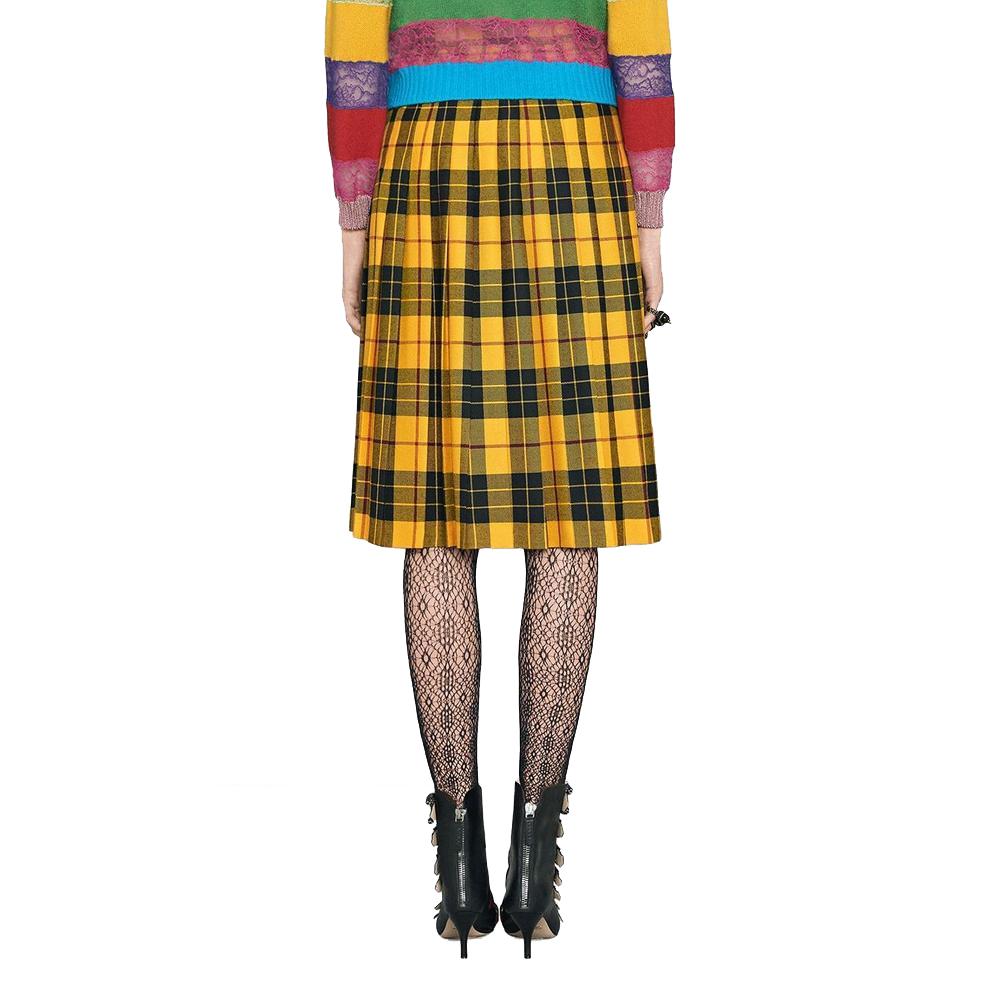 Women's NEW Gucci Embroidered Tartan Wool Skirt IT40 US 4-6 For Sale