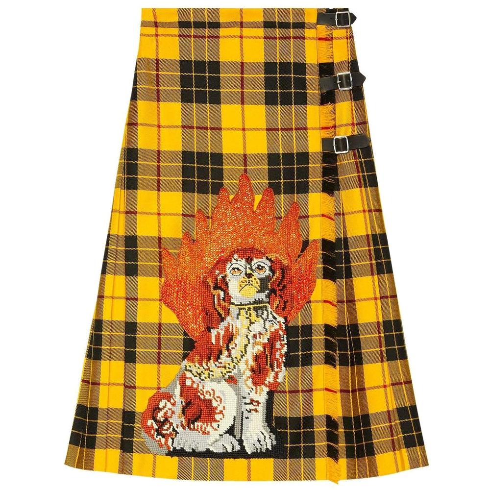 NEW Gucci Embroidered Tartan Wool Skirt IT40 US 4-6 For Sale