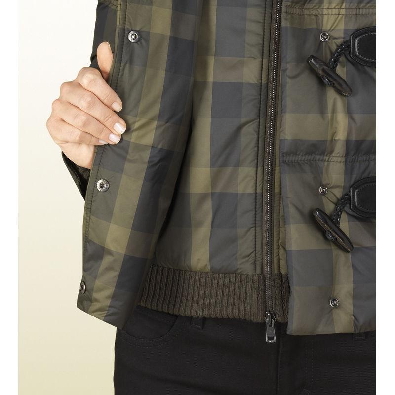 New Gucci F/W 2013 Green Plaid Down Coat Jacket Sz 40 In New Condition In Leesburg, VA
