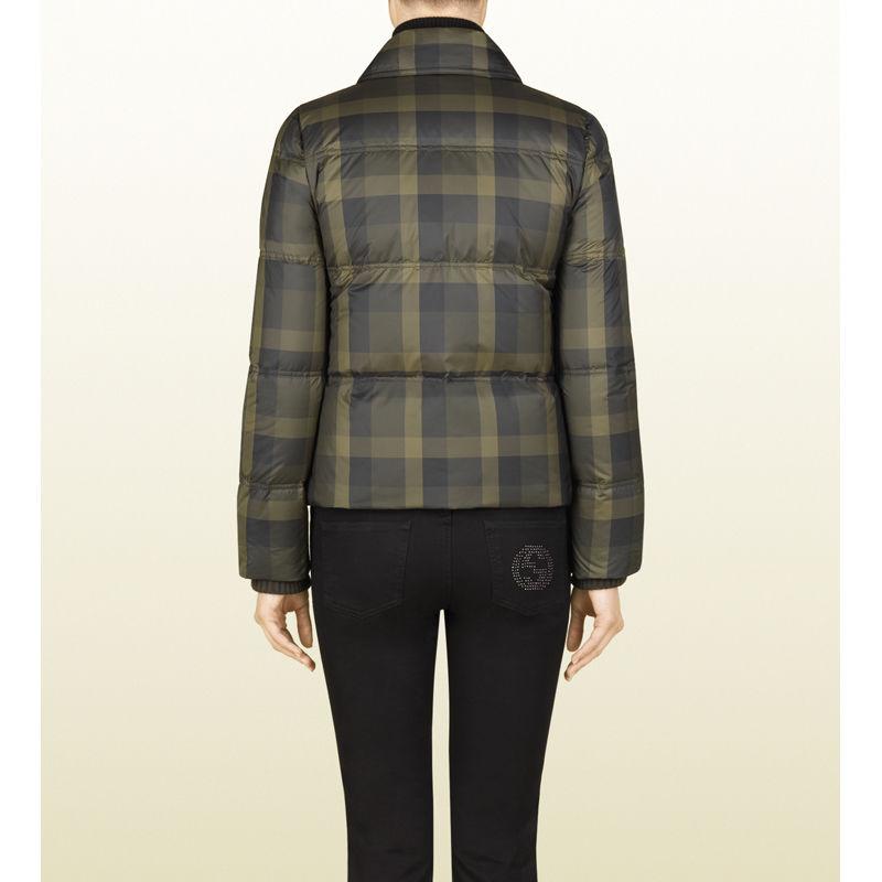 New Gucci F/W 2013 Green Plaid Down Coat Jacket Sz 40 2