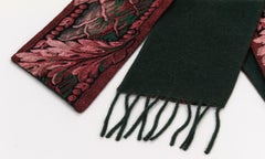 New Gucci Floral Green Pink Wool Scarf