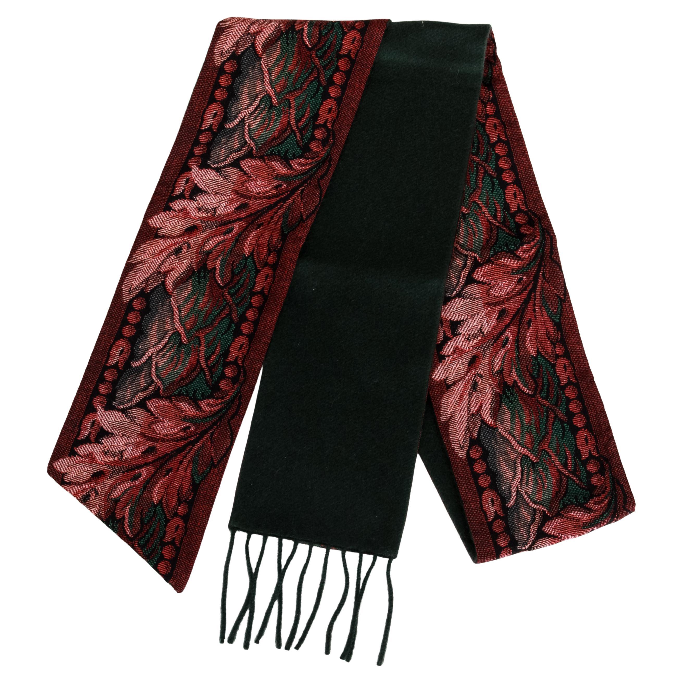 New Gucci Floral Green Pink Wool Scarf For Sale
