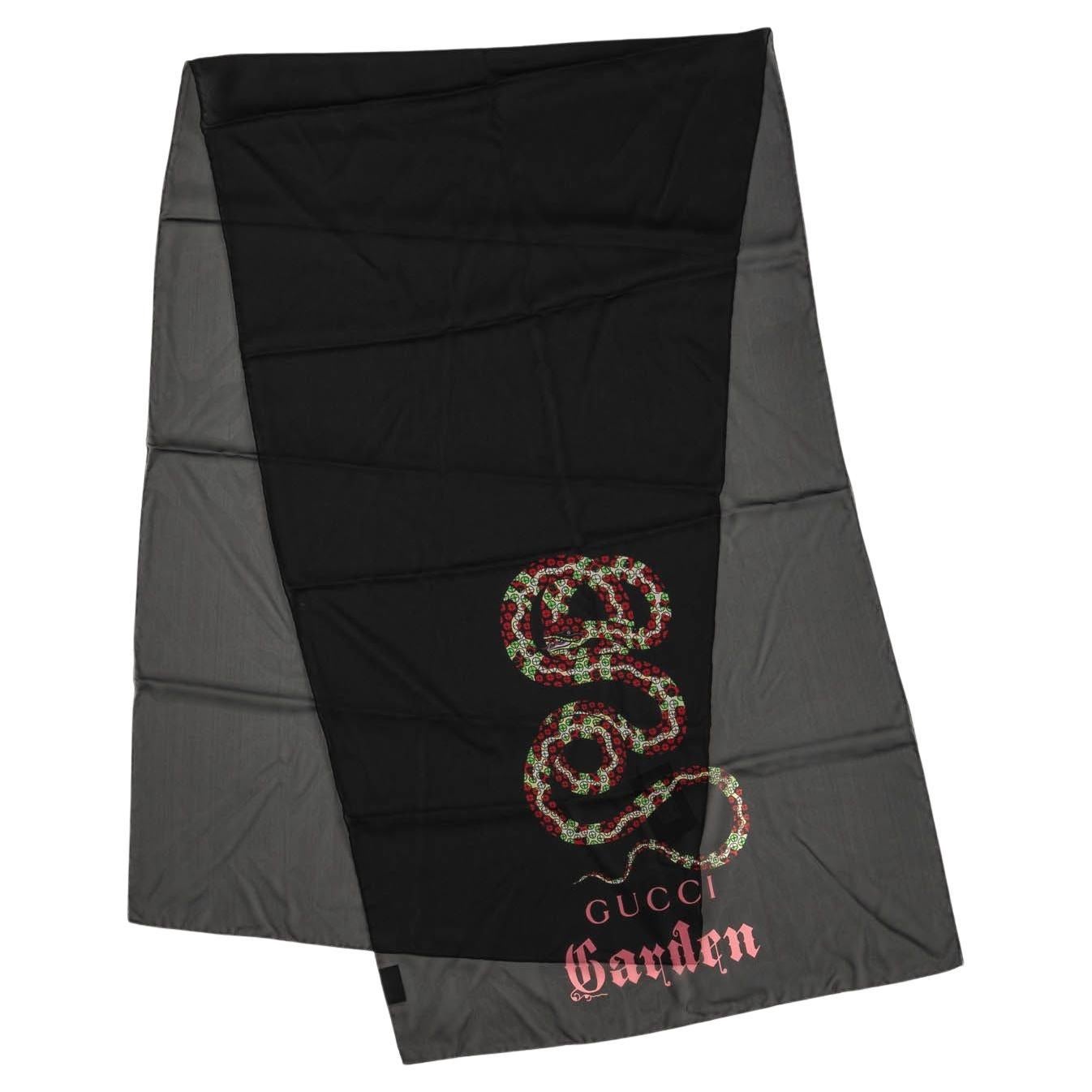 New Gucci Garden Black Scarf With Box For Sale