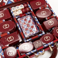 new GUCCI Geometric G print red Demetra trunk bag case card game set