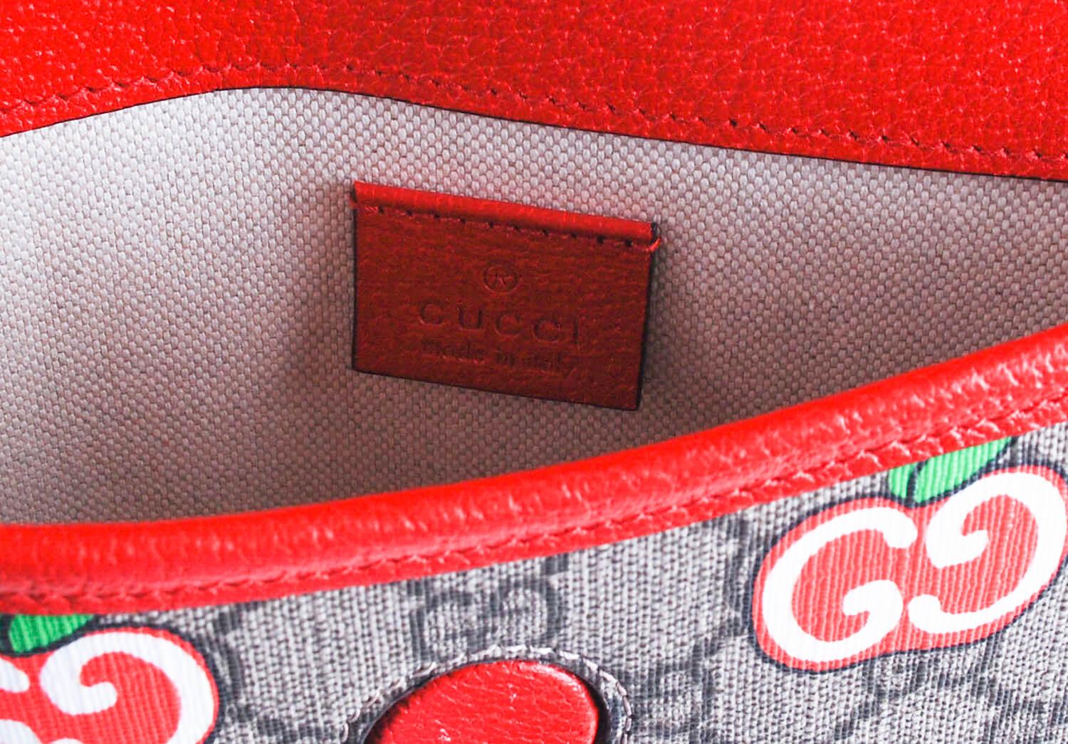  New Gucci GG Supreme Apple Print Women Waist Bag Leather Details S044 In New Condition For Sale In Kaunas, LT