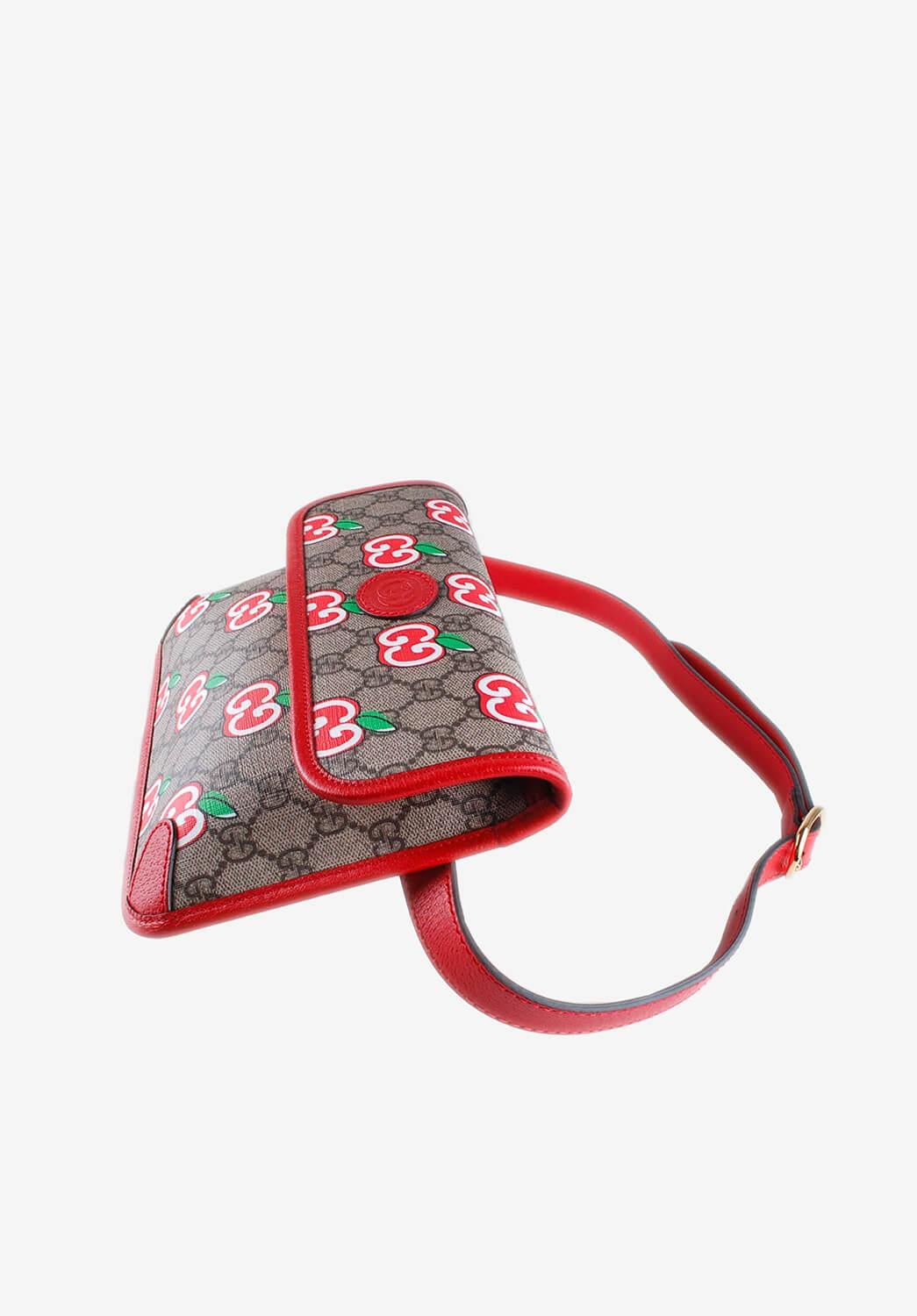 Women's  New Gucci GG Supreme Apple Print Women Waist Bag Leather Details S044 For Sale