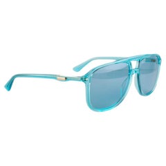 New Gucci GG0262S Aviator Men Blue Sunglasses with box