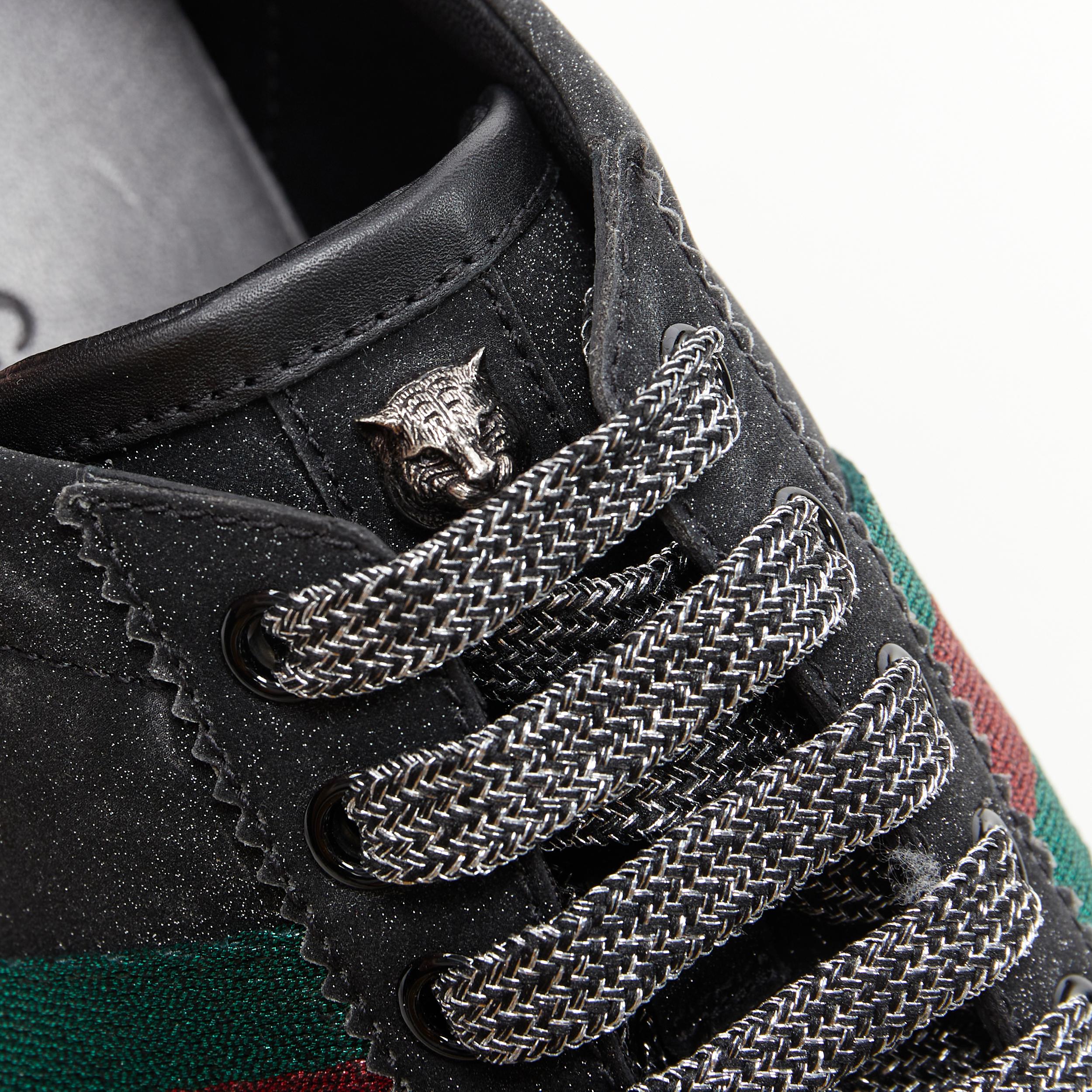 new GUCCI Glitter Web black signature web stud heel low top sneaker UK7 EU41 1