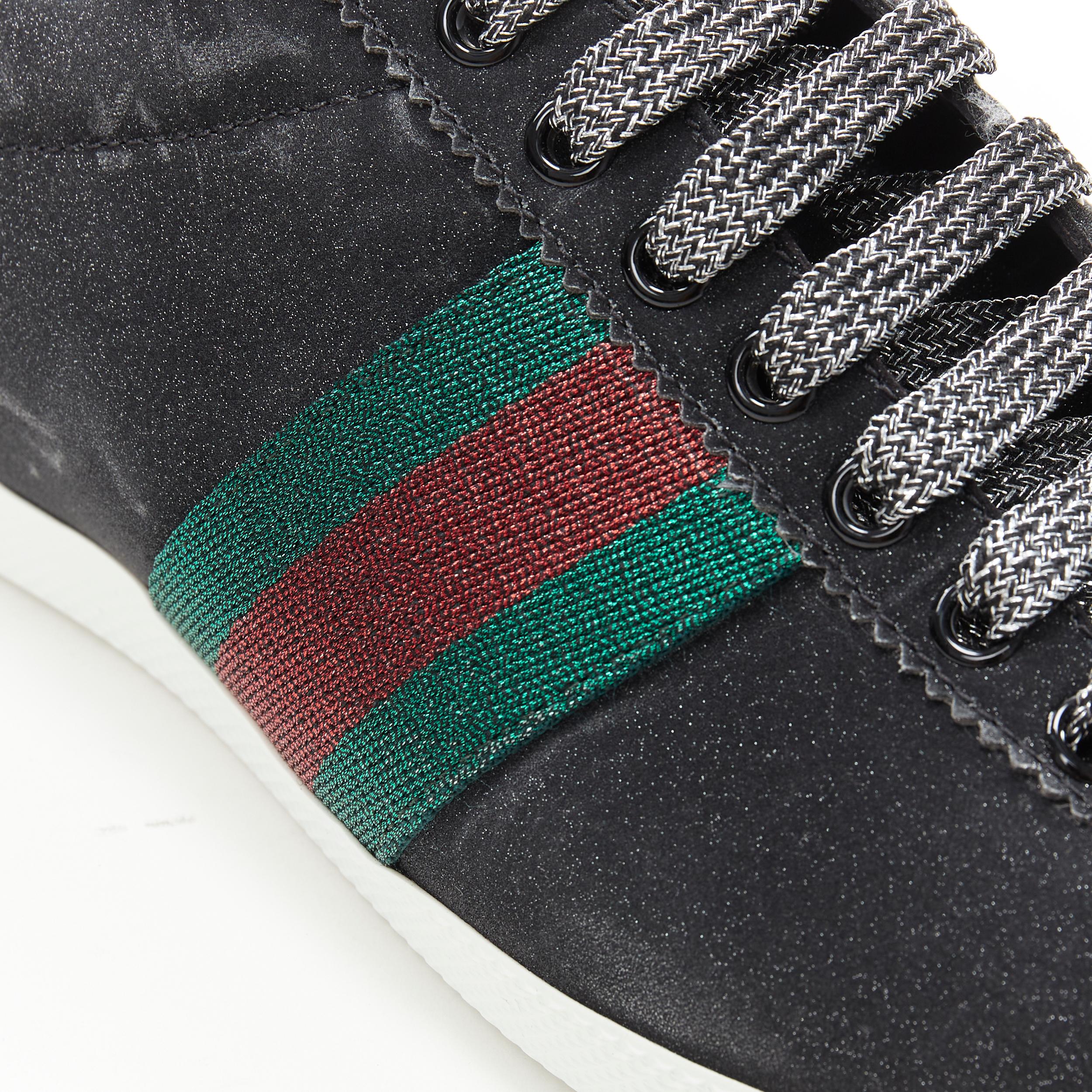 Men's new GUCCI Glitter Web black signature web stud heel low top sneaker UK7.5 EU41.5