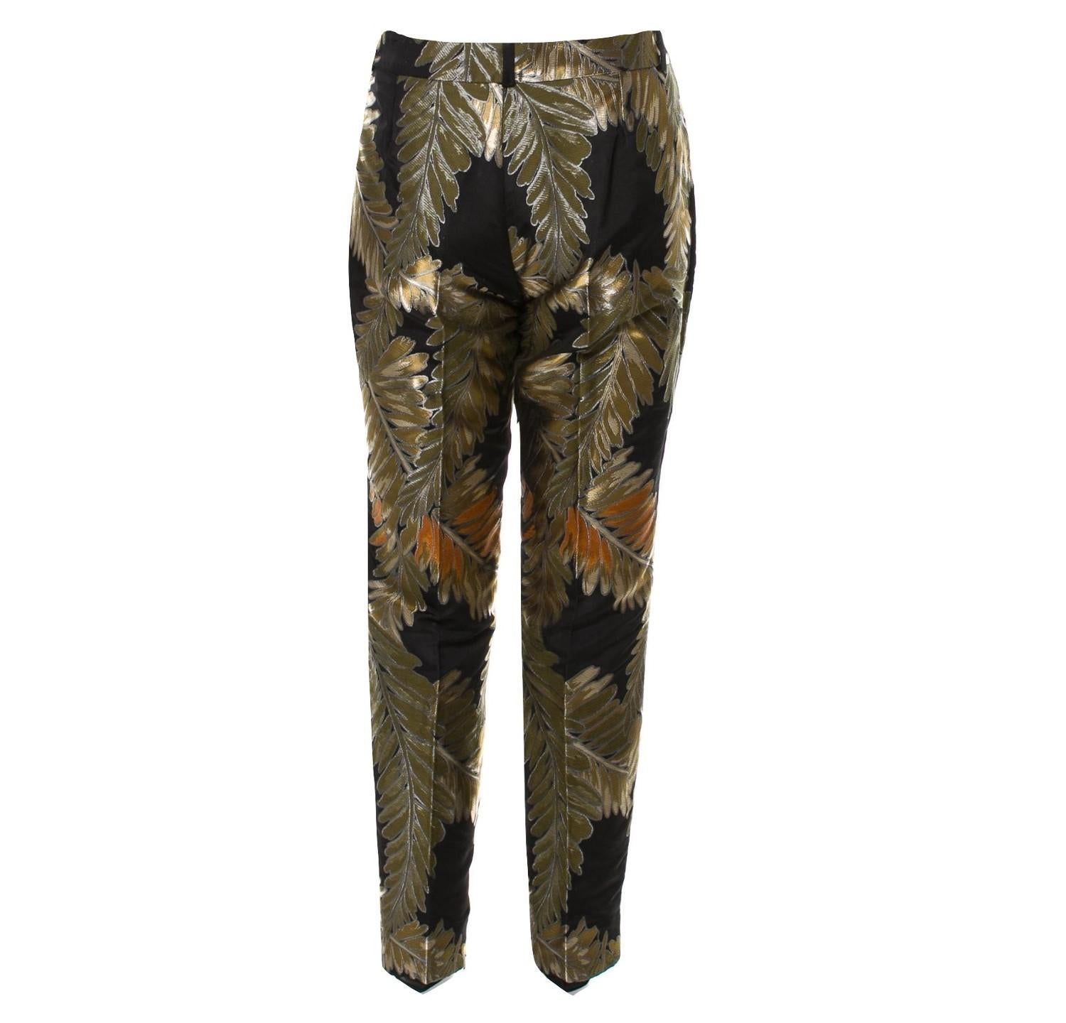 New Gucci Gold & Black Jacquard Pants F/W 2013 Sz 42  In New Condition In Leesburg, VA