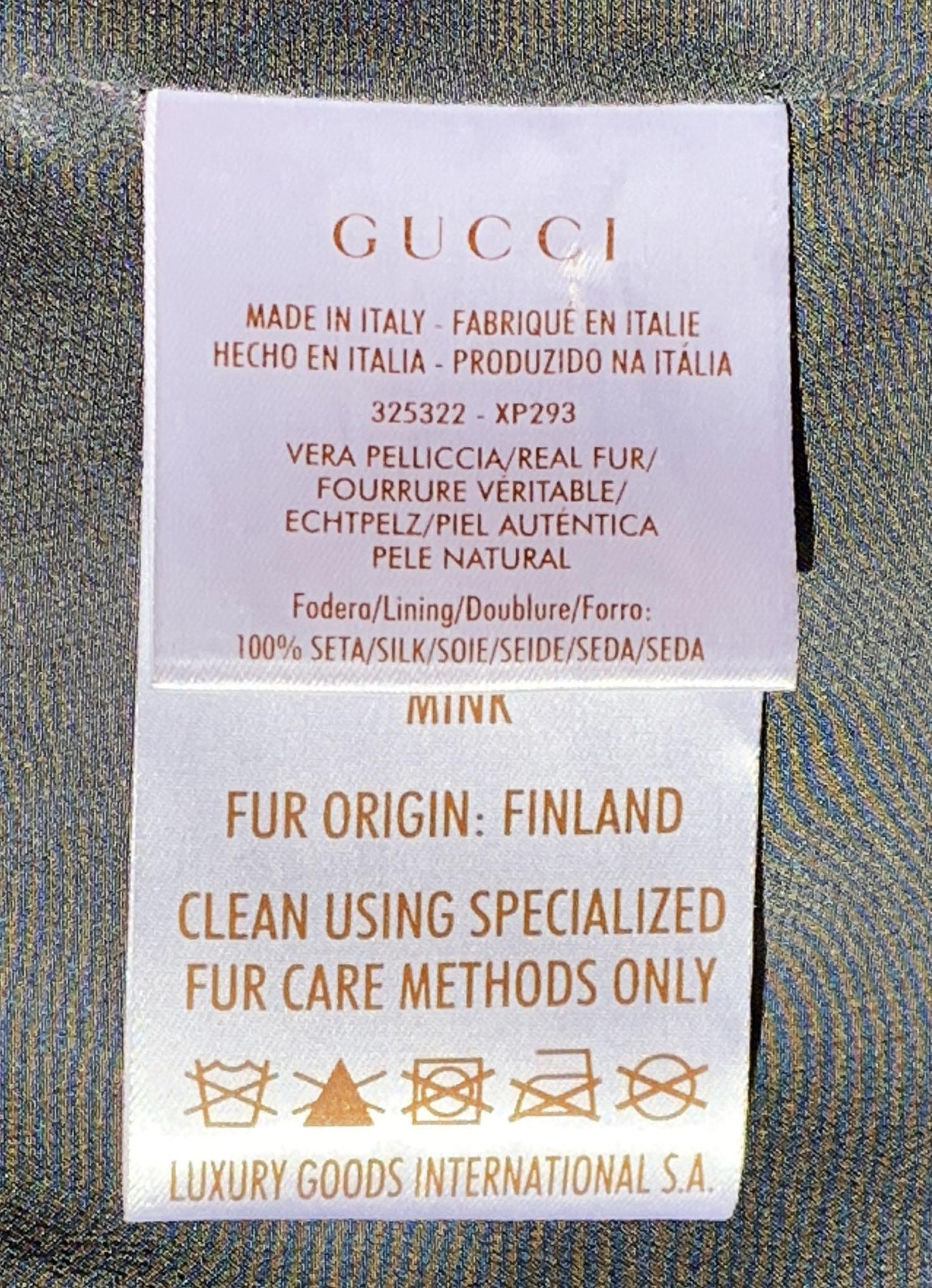 New Gucci Gray Blue Mink Cape Jacket Italian 38 For Sale 3