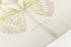 New Gucci Green Butterflies Silk Scarf