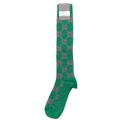 new GUCCI green pink lurex metallic GG monogram long socks M
