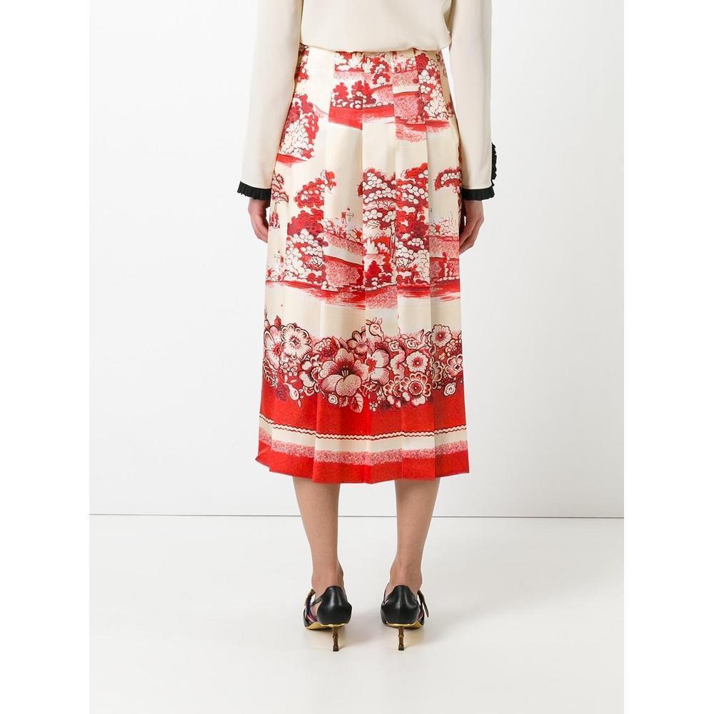 New GUCCI Gucci Porcelain Garden Print Midi Skirt IT40 US 2-4 In New Condition For Sale In Brossard, QC