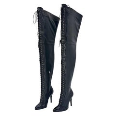 NEW Gucci Harriet Cruise 2023 Snake Emboss Over The Knee High Heel Boots 37