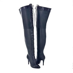 NEW Gucci Harriet Cruise 2023 Snake Emboss Over The Knee High Heel Boots 40