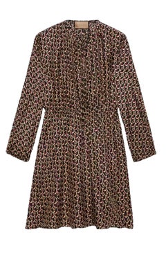 Nuevo Gucci Vestido de seda con estampado de cadenas G entrelazadas IT42