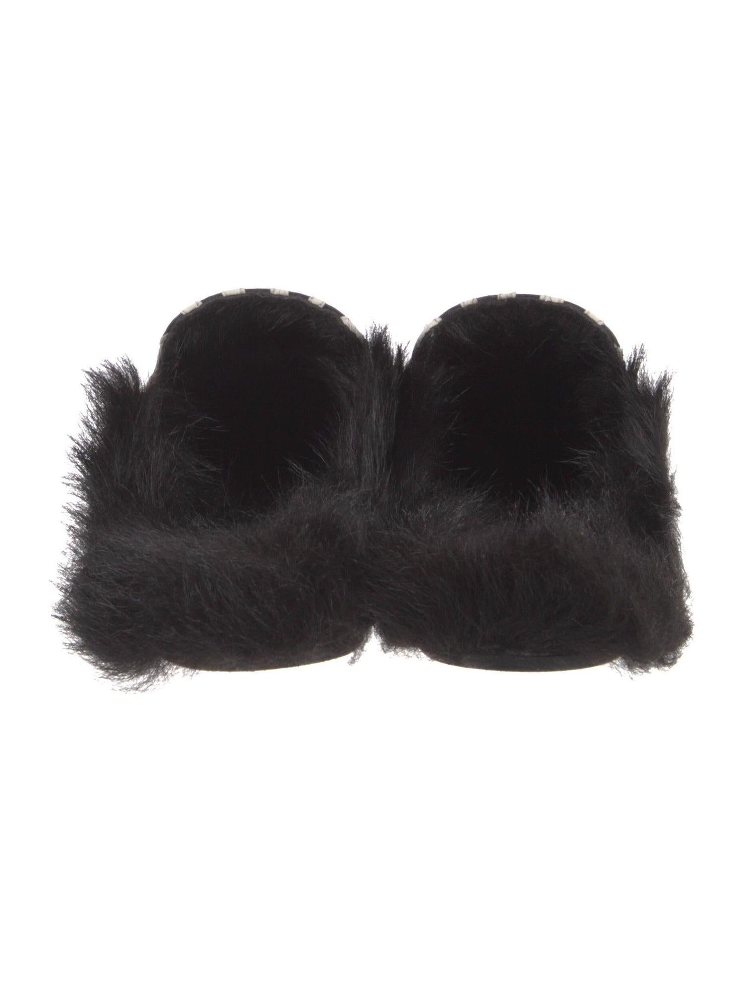 New Gucci Kendall Jenner Princetown  Zebra Faux Fur Loafers Slides Flats Sz 35.5 2