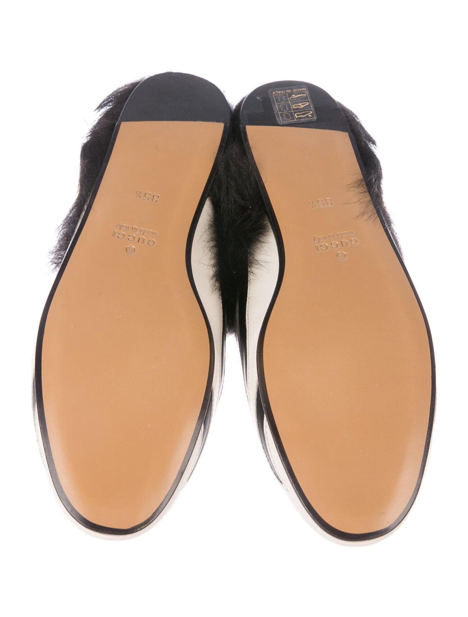 New Gucci Kendall Jenner Princetown  Zebra Faux Fur Loafers Slides Flats Sz 35.5 1