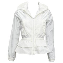 new GUCCI Kidswear ivory GG monogram logo peplum hooded jacket 12Y