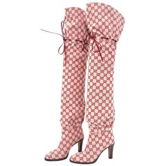NEW Gucci Lisa GG Monogram Slouch Thigh High Boots 39