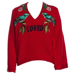 Gucci ""Loved"" bestickter Wollpullover Größe: XS  $1895 Mit Preisschildern