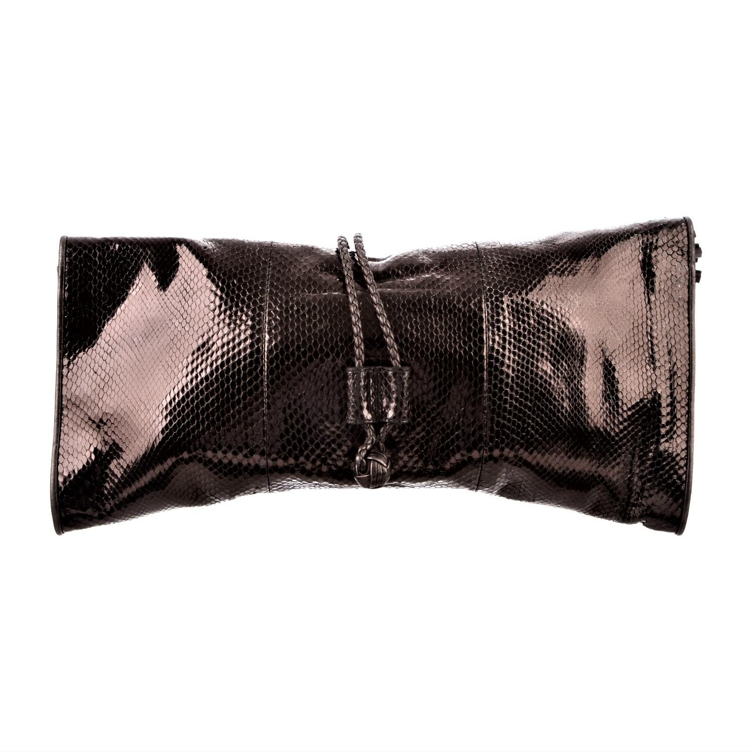 New Gucci Malika Large Python Clutch Bag in Bronze Pewter Spring 2011 2