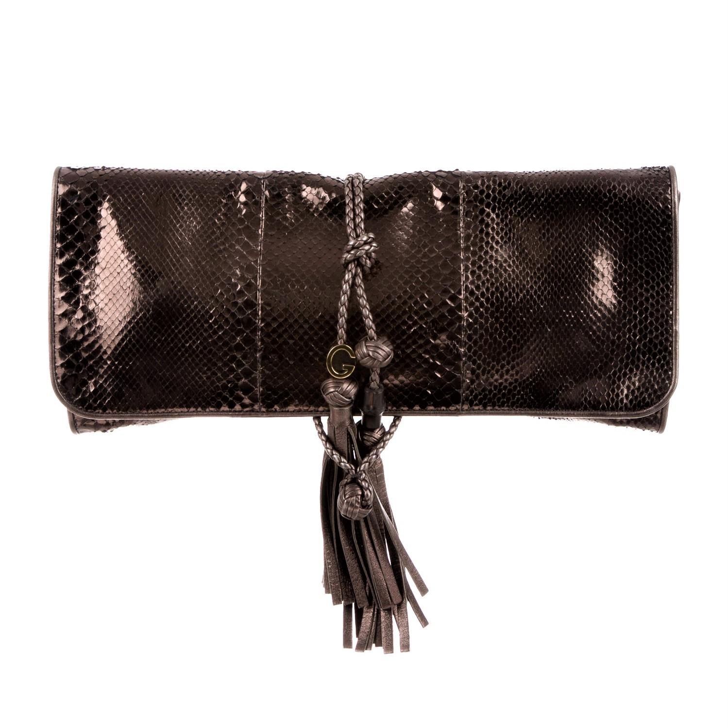 Nuova pochette Gucci Malika Large Python in bronzo e peltro Primavera 2011 in vendita 6