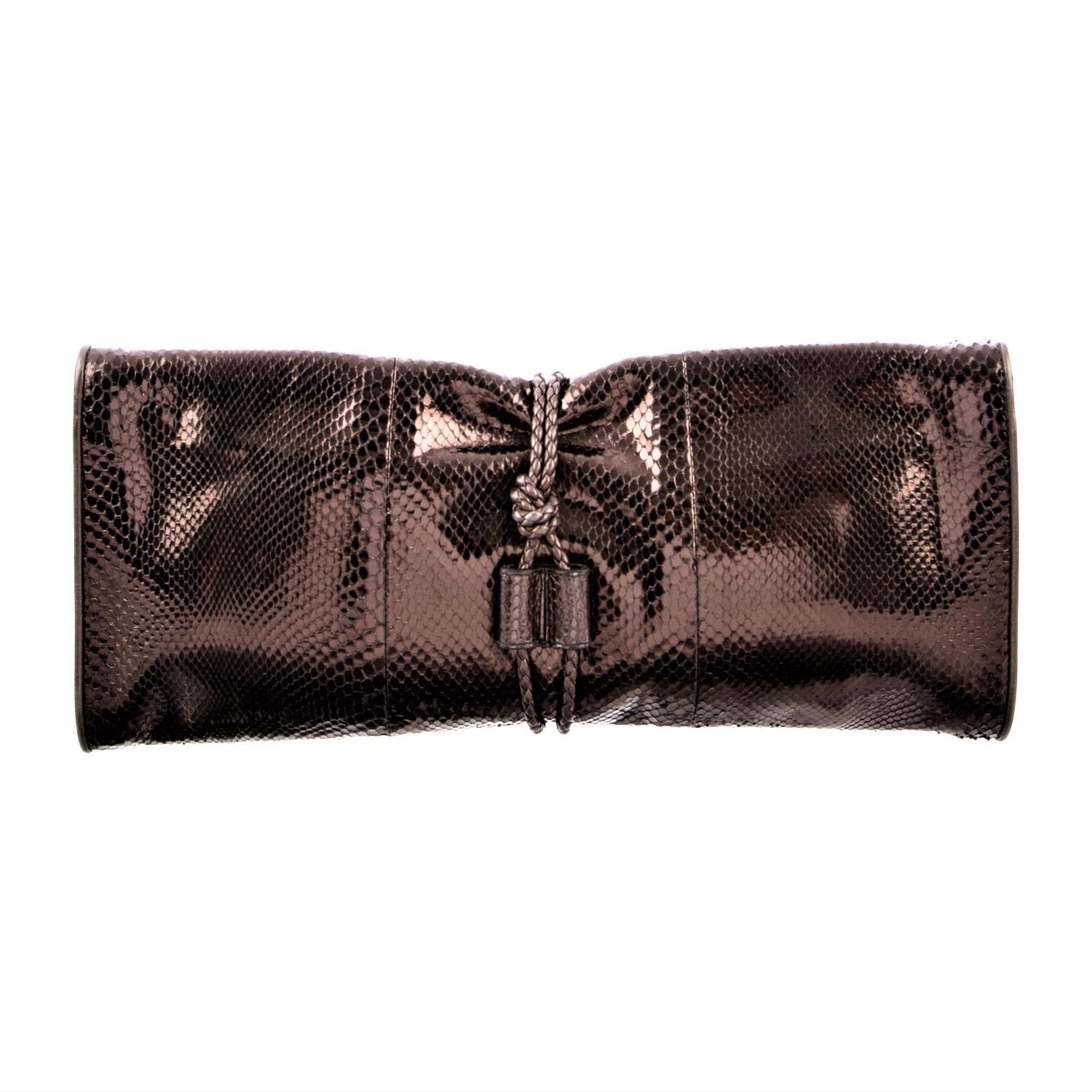 Nero Nuova pochette Gucci Malika Large Python in bronzo e peltro Primavera 2011 in vendita