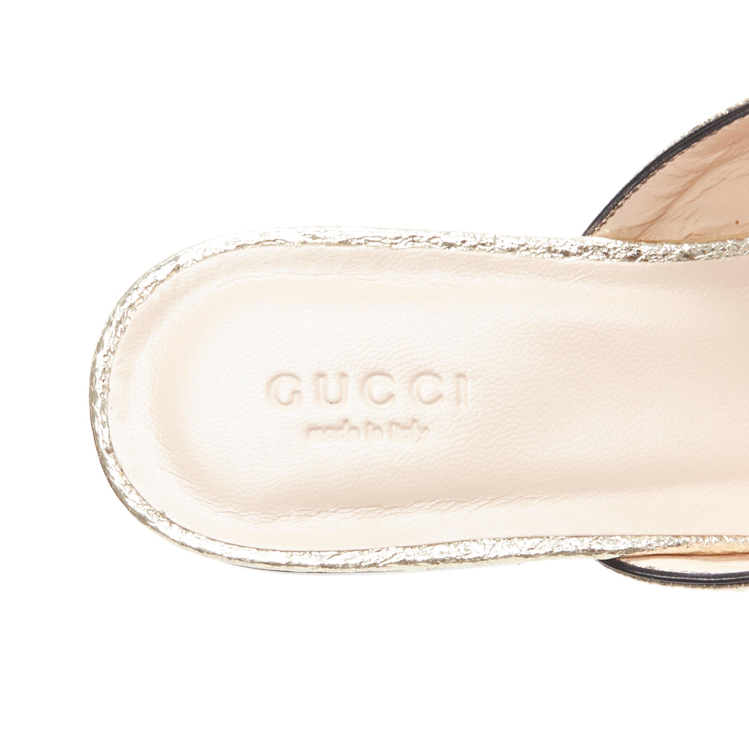 new GUCCI Marmont Platino metallic gold GG buckle fringed slip on loafers EU36.5 5