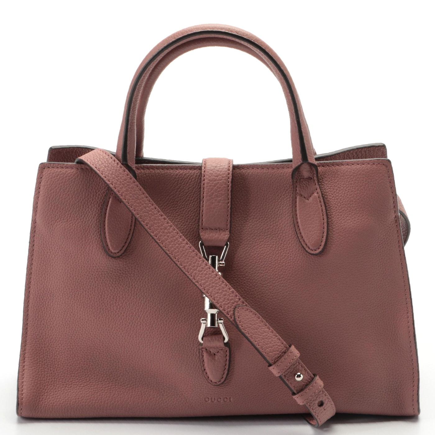 New Gucci Medium Soft Jackie Tote Bag in Full-Grained Leather w/ Piston Closure For Sale 1