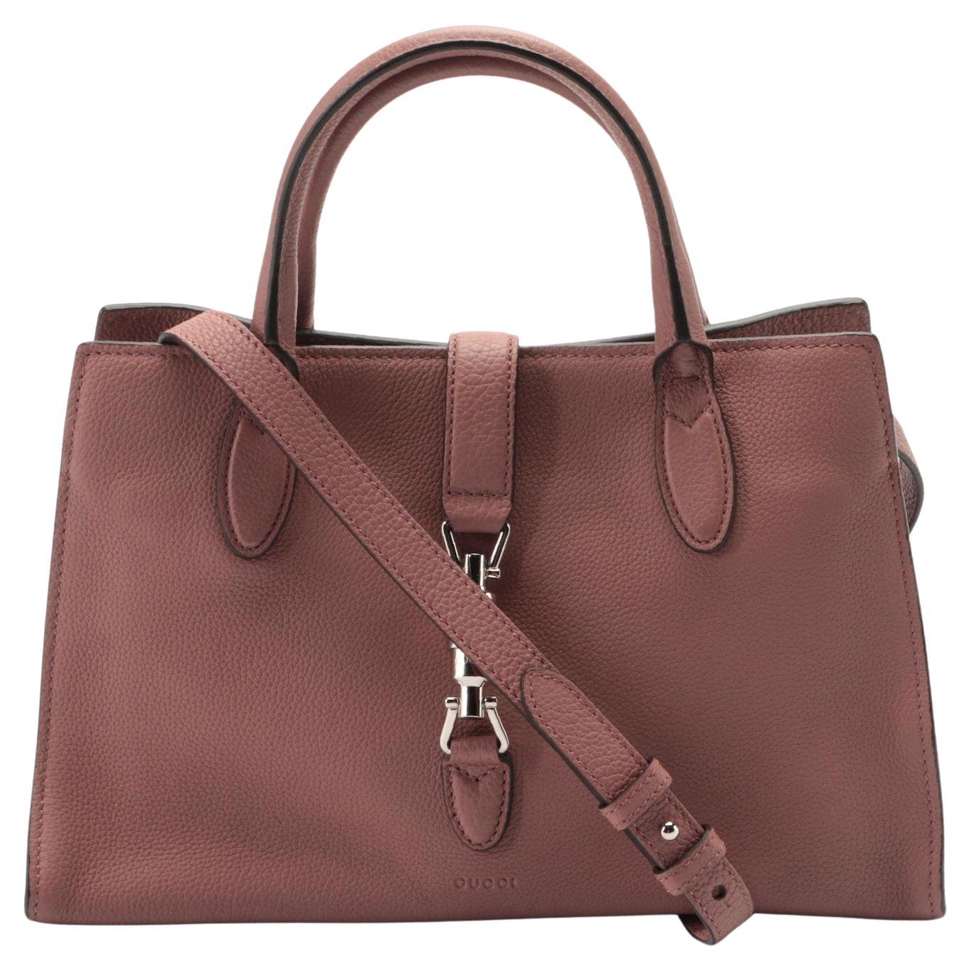 New Gucci Medium Soft Jackie Tote Bag in Full-Grained Leather w/ Piston Closure For Sale