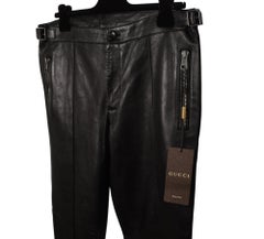 New Gucci Men Pants Leather Biker Size IT48/M/L, S1486