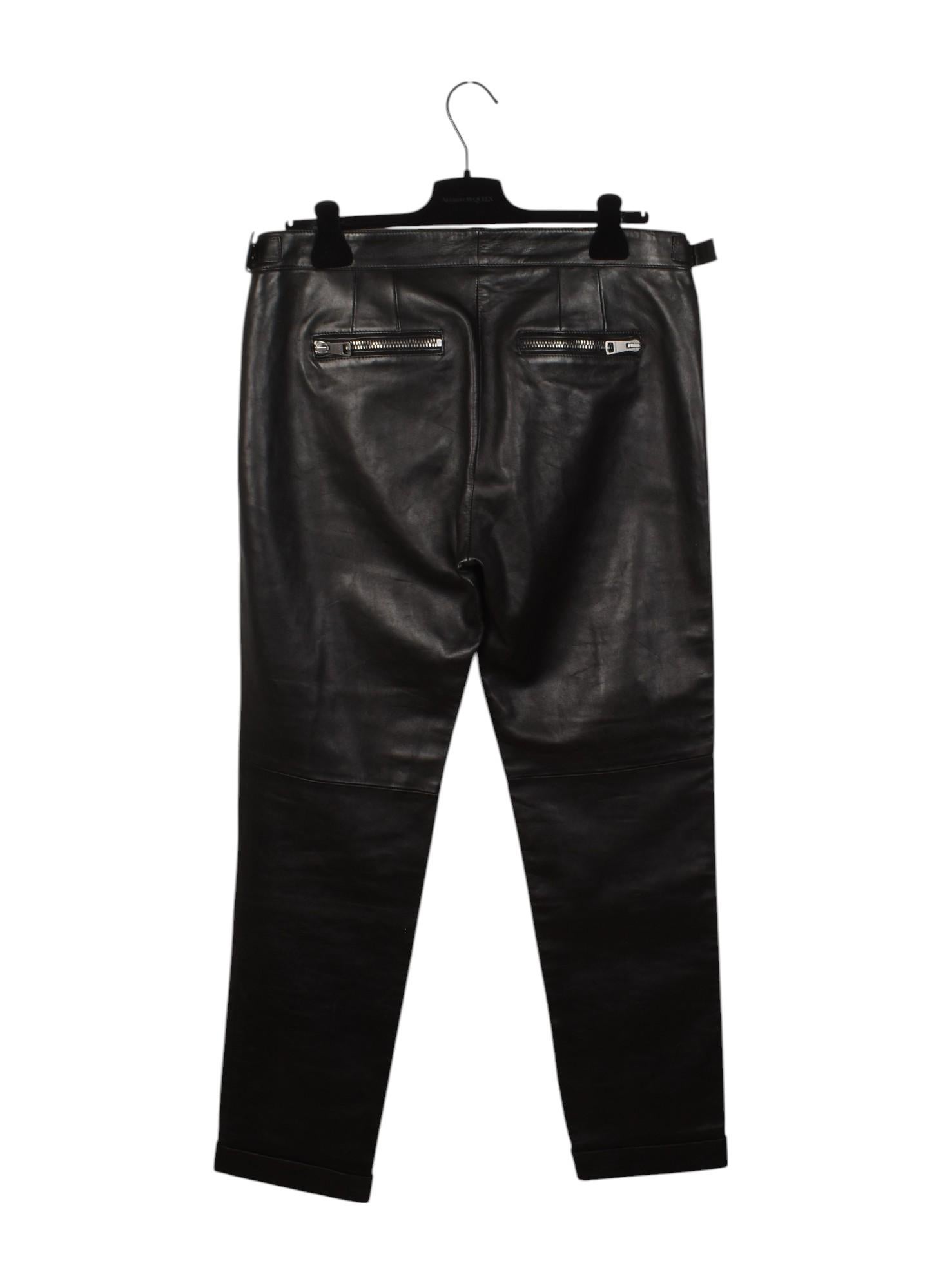 Neu Gucci Herren Hose Leder Biker Größe IT48/M/L, S1486 im Zustand „Neu“ im Angebot in Kaunas, LT