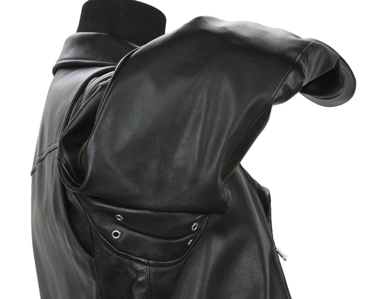 New GUCCI Men's Black Leather Moto Biker Jacket It.50 - US 40 For Sale 4
