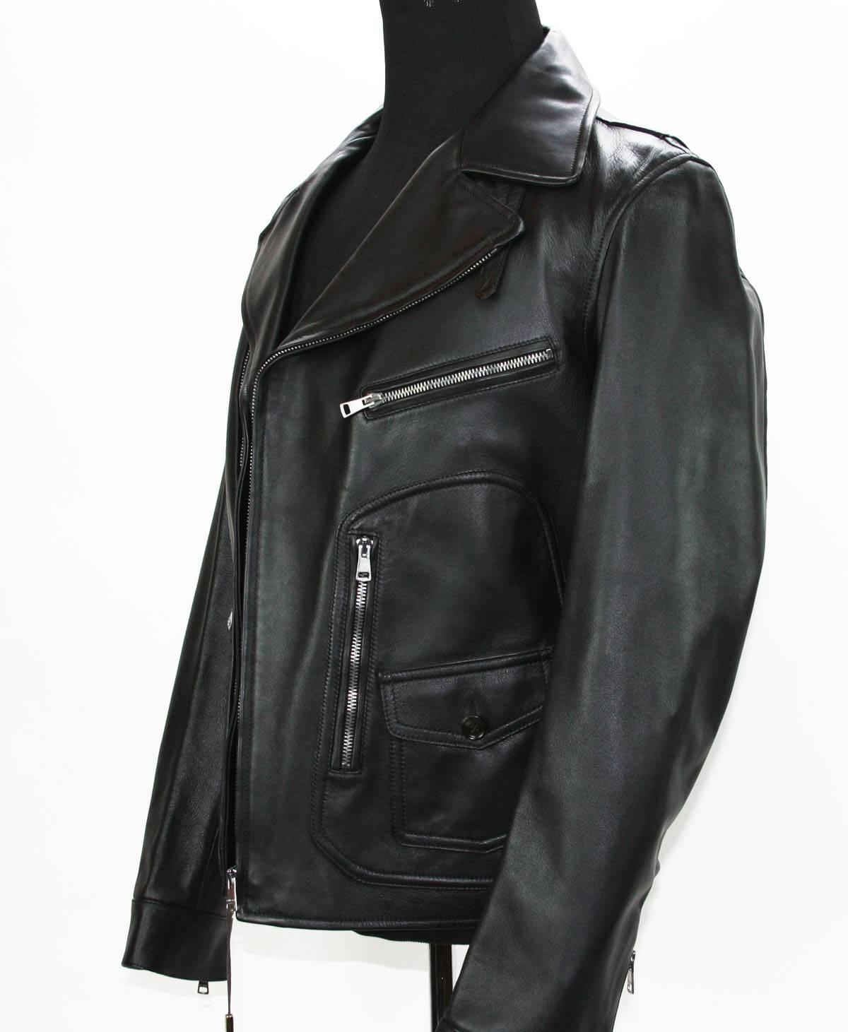 Veste de motard GUCCI en cuir noir pour homme -  Taille It.50 - US 40, neuve Neuf - En vente à Montgomery, TX
