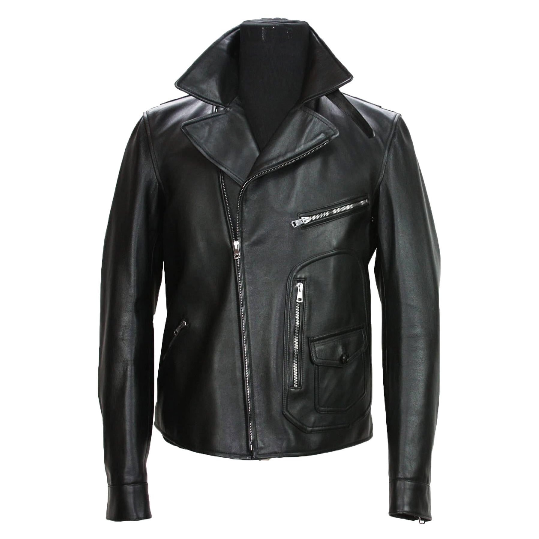 Veste de motard GUCCI en cuir noir pour homme -  Taille It.50 - US 40, neuve