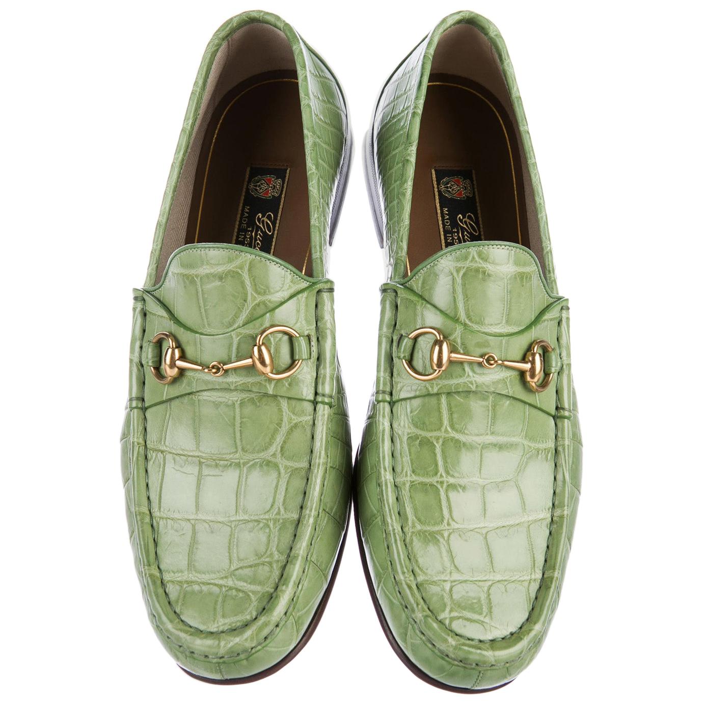 New Gucci Men's Horsebit Crocodile Countryside Loafers 60th ANNIVERSARY Tag