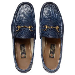 Nouveau GUCCI Hommes Runway 1953 Horsebit CROCODILE Maritime Loafers 8.5