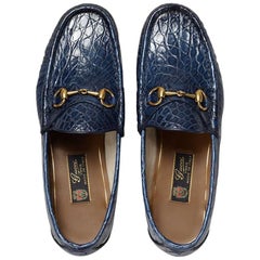 Nouveau GUCCI Hommes Runway 1953 Horsebit CROCODILE Maritime Loafers 8.5