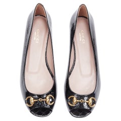 new GUCCI Microguccissima Jolene monogram black patent horsebit flats EU36