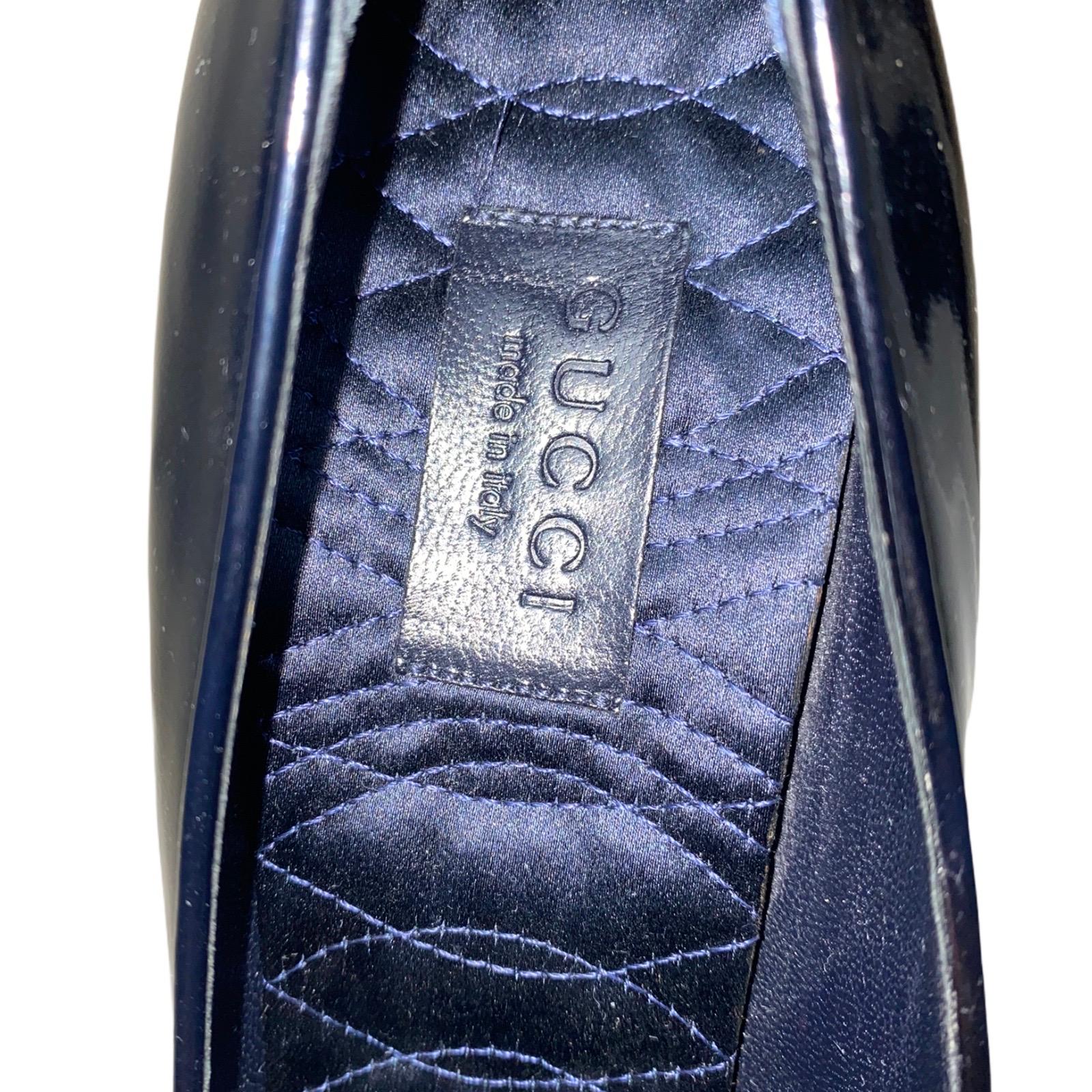 UNWORN Gucci Midnight Blue Tuxedo Satin Patent Leather High Heels Pumps  2
