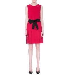 New Gucci Mini Cocktail Red Silk Dress With Ribbon Black Belt It. 42