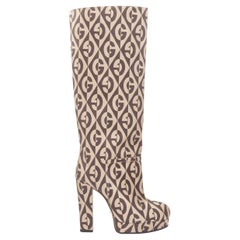 new GUCCI Mini Diamond B Face GG monogram jacquard platform boot EU36