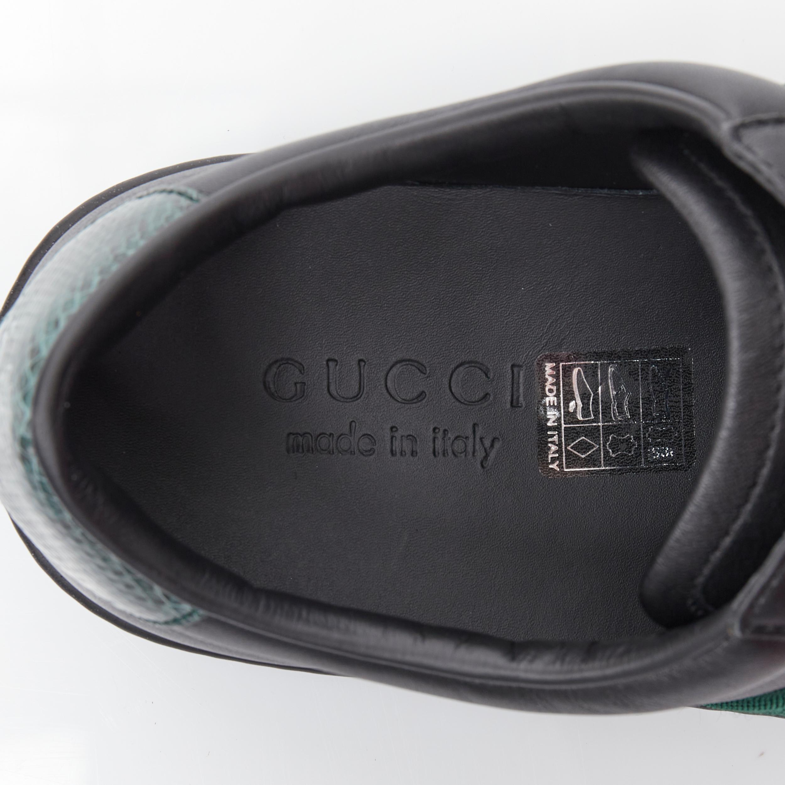 new GUCCI Miro Soft Web Ace black leather pull on low top sneaker UK7.5 EU41.5 2