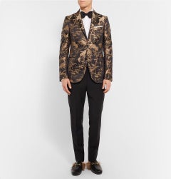 New Gucci Monaco Tropical Jacquard Tuxedo Jacket Italian 48 R